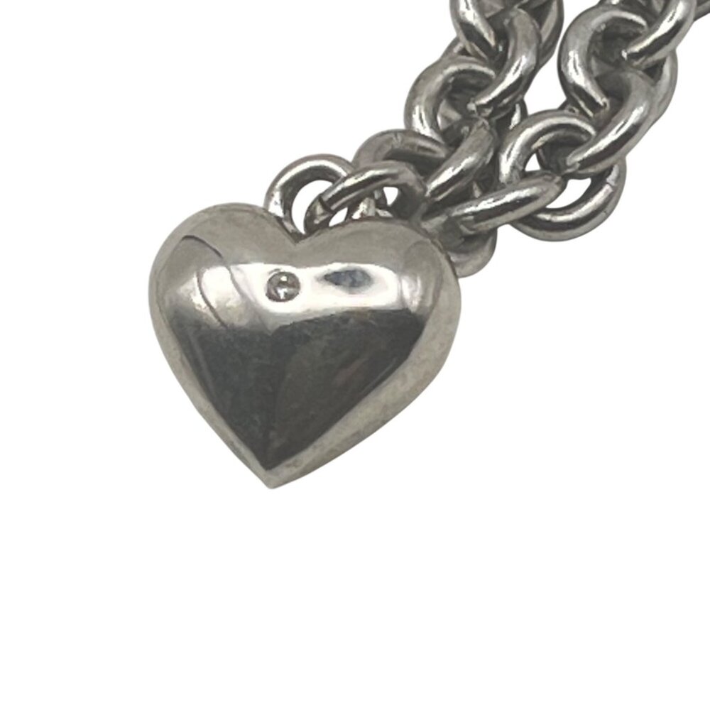 Juicy Couture Necklace Silver Tone Puffy Heart Crown Charm Toggle Clasp 16" Y2K - Picture 6 of 8